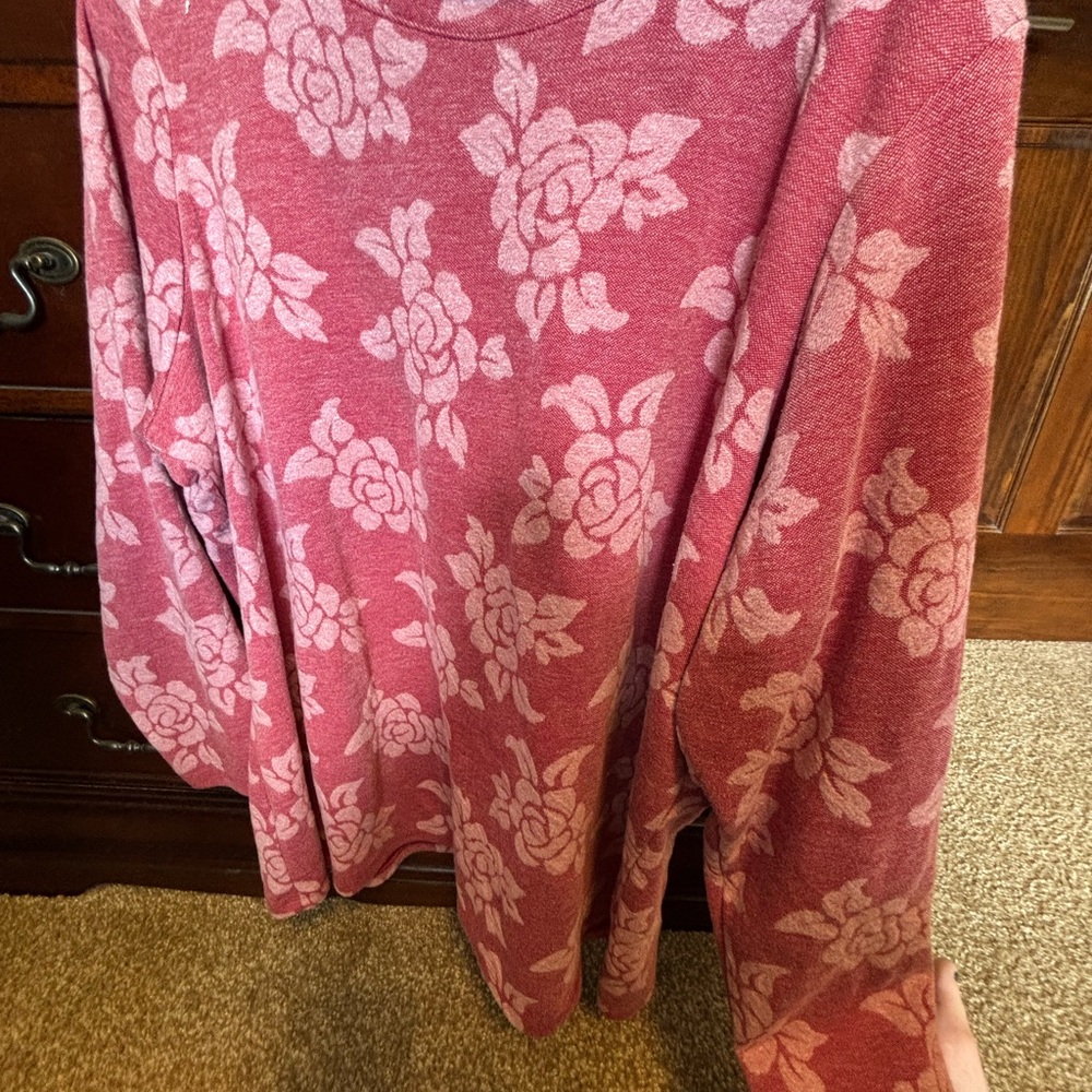 Pink Floral Knit Sweater kinda red